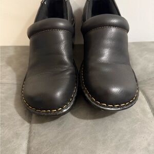 b.o.c. Black Leather Nursing Clogs